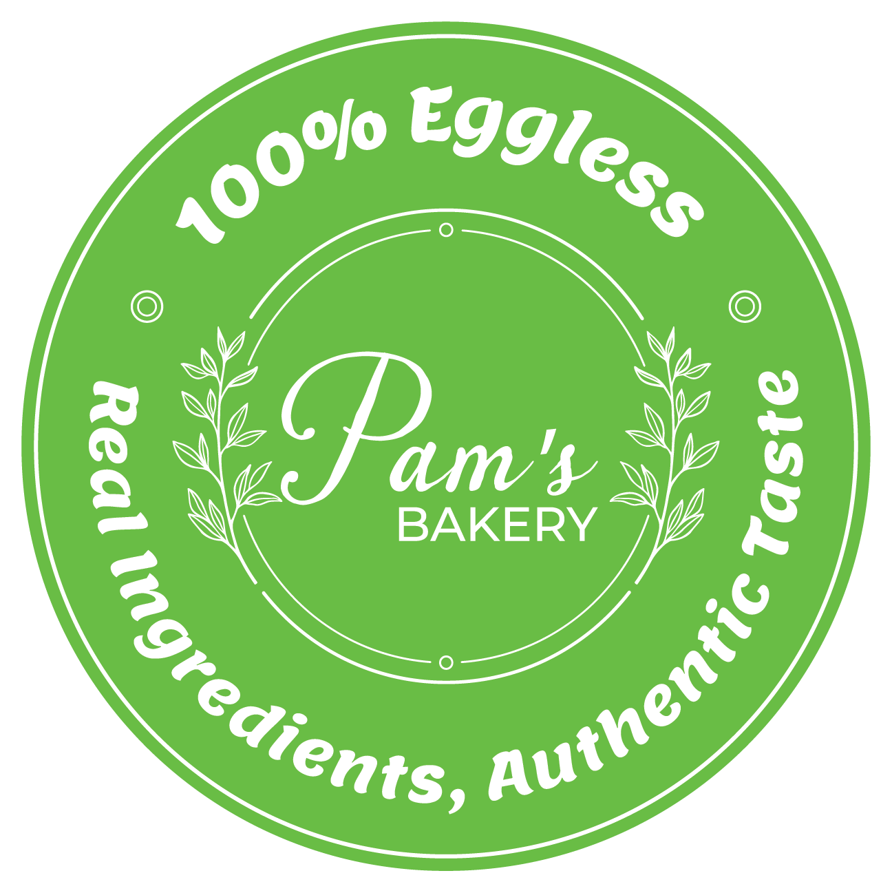 100% Eggless Bakery Certification Badge for Cakes and Cheesecakes | Cakes by Pams Noida