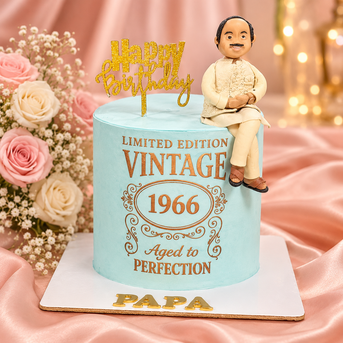 Vintage Happy Birthday Customised Cake