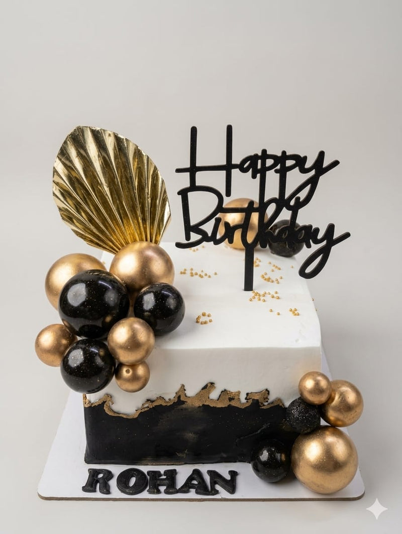 Black & Gold Luxe Birthday Cake