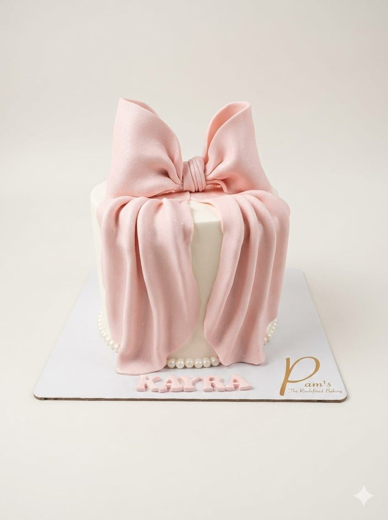 Elegant Pink Bow Cake – Chic & Graceful Celebration Cake