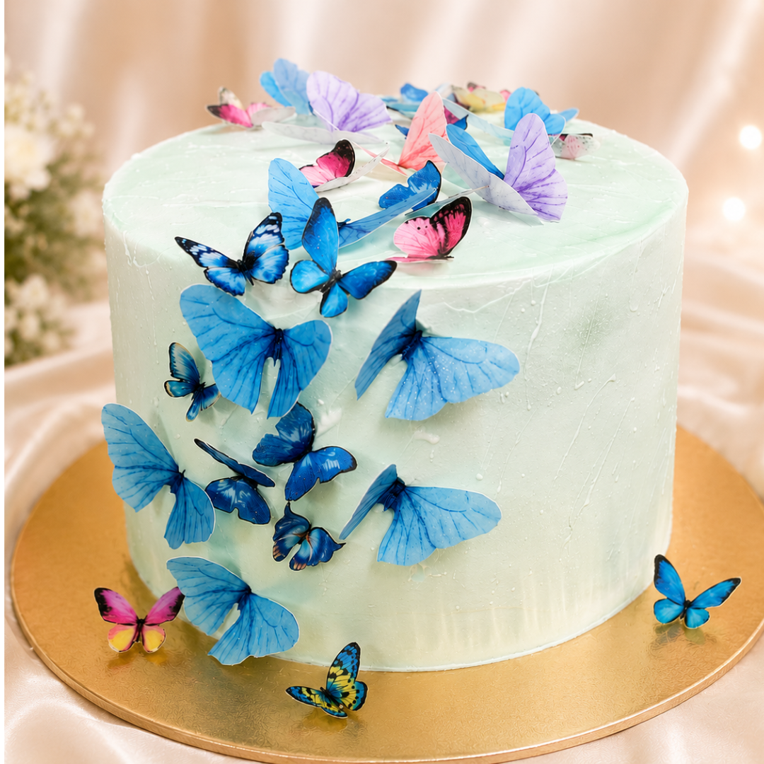 Eggless Blue Butterfly Designer Cake