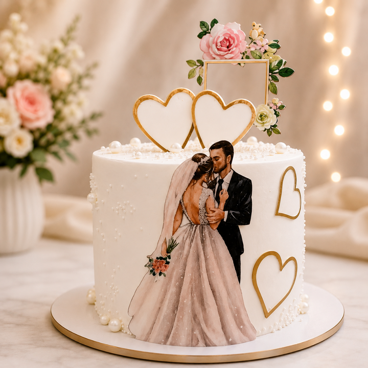 Romantic Wedding Couple Cake