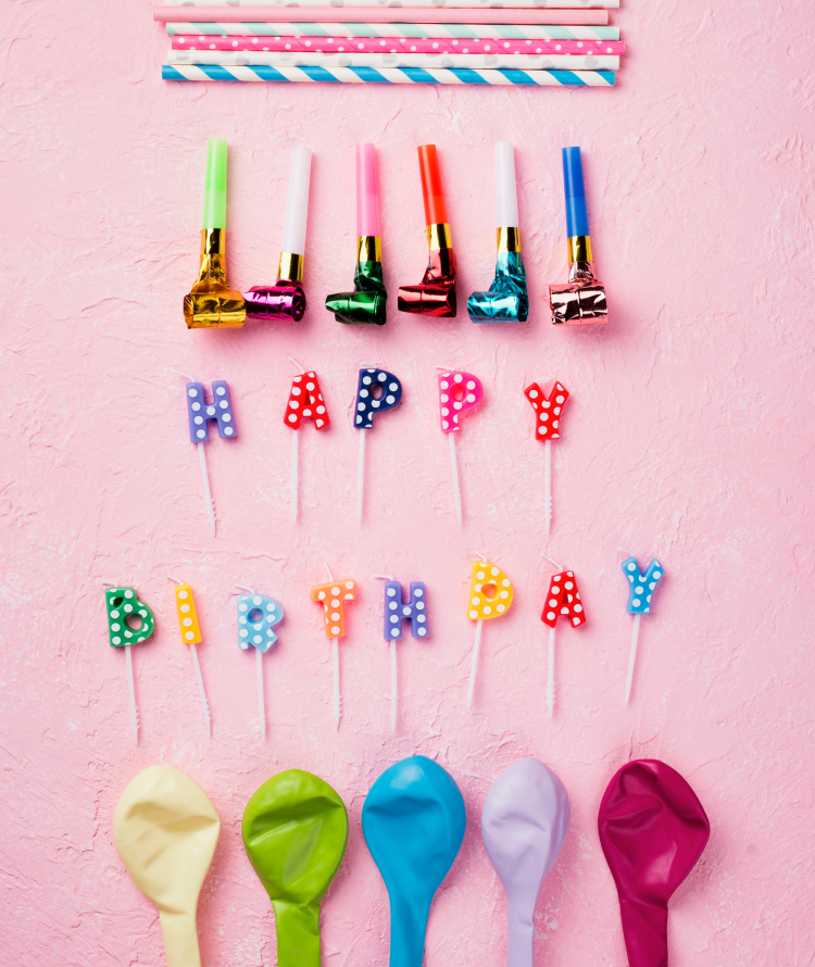 Premium birthday party accessories at Pam's Bakery, Sector 75 Noida, featuring festive party hats, decorative masks and celebration decor for birthdays, themed parties and special occasions